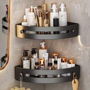 2pcs Rust-resistant Triangle Storage Shelves - Wall-mounted Shower & Kitchen Organizer - Durable, Space-saving, Water-resistant Bathroom Accessories