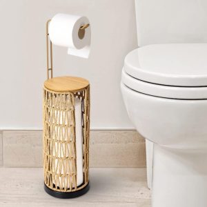 Rattan toilet paper holder, Bohemian style toilet paper holder, does not take up space, clean and convenient, very suitable for bathrooms and toilets