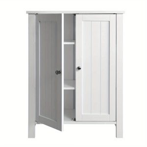 Bathroom Storage Floor Cabinet with Double Door White