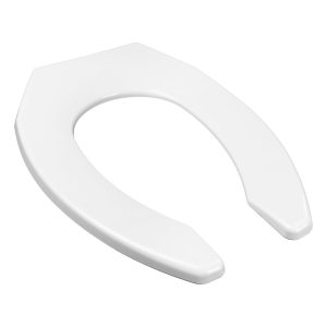 Commercial Elongated White Toilet Seat Front Open, Heavy-Duty, Grip-Tight Bumpers, Quiet-Close Seat, Quick-Attach Hardware for Easy Clean