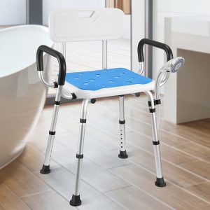 Ath Chair With Arms, Medical Shower Seat, Bariatric Bath Stool Safety Shower Bench With Reinforced Crossing Bar For Elderly, Adults, Disabled